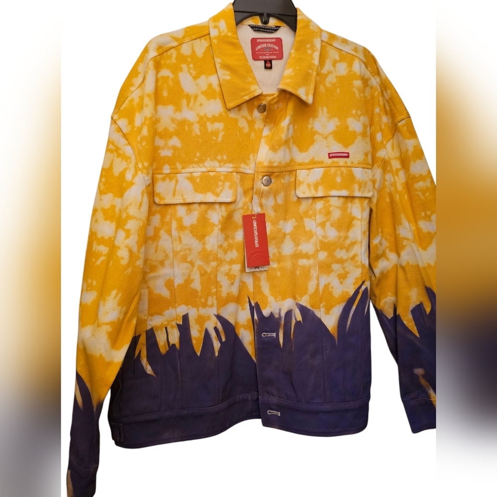 Sprayground Streetwear Denim Yellow and Purple Shirt Jacket